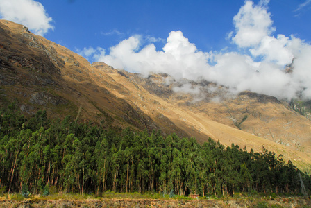 库斯科和马丘比丘，秘鲁之间的路径的视图