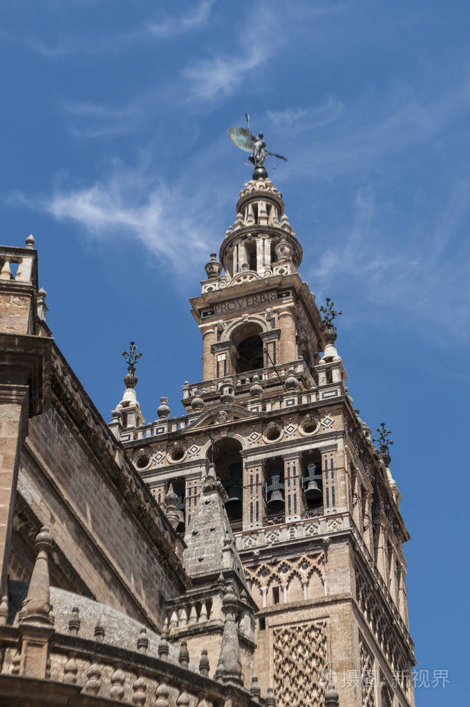 西班牙: La Giralda 视图,塞维利亚大教堂的钟楼