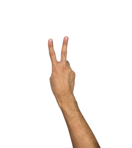 两个手指手势孤立在白色的背景下，剪切路径