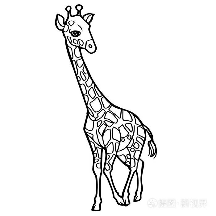 卡通可爱长颈鹿着色页矢量插画-正版商用图片0cstx5-摄图新视界