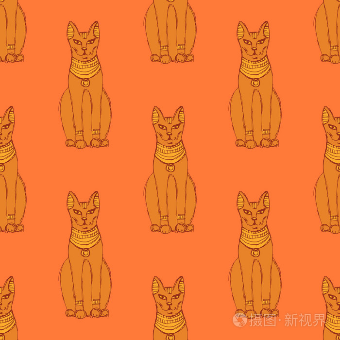 复古风格的素描埃及猫插画-正版商用图片0cthsg-摄图新视界
