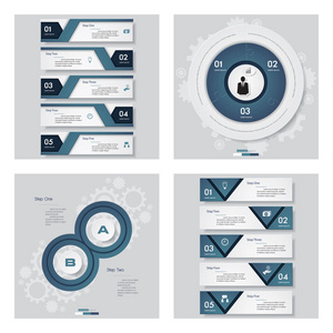 4 蓝色模板图形或网站布局的集合