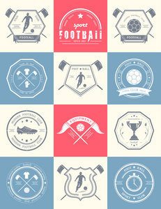 向量集的足球徽章和标志
