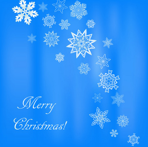 圣诞雪花的浅蓝色方形背景