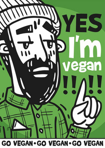 海报大胡子的时髦狂妄地说 是呀，我是素食主义者