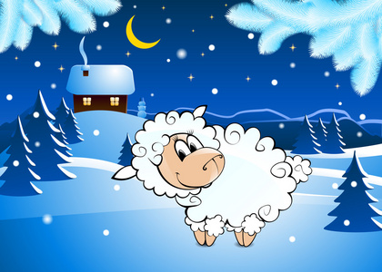 羊新年夜冬树屋