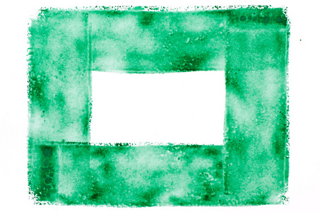 画框架在白色背景上的绿色水彩