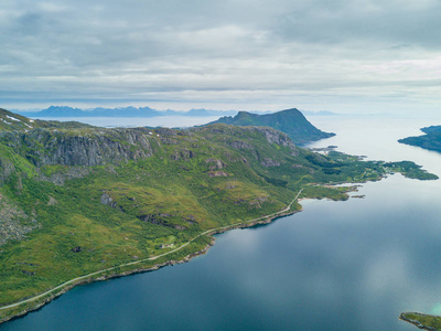 挪威海鸟瞰山景观