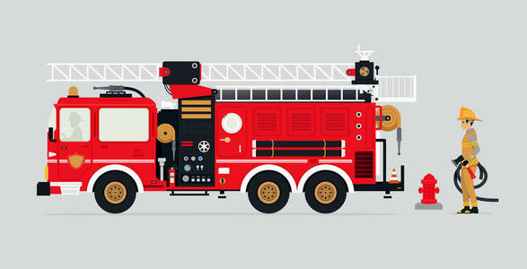 消防车和消防员