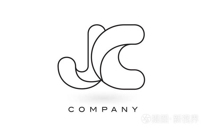 jc 会标字母标志与薄黑色会标大纲轮廓