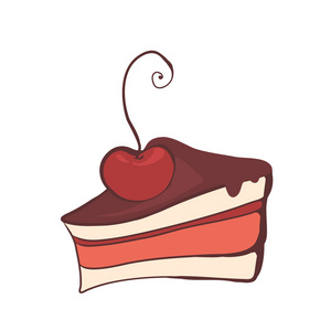 一块海绵蛋糕与樱桃图片