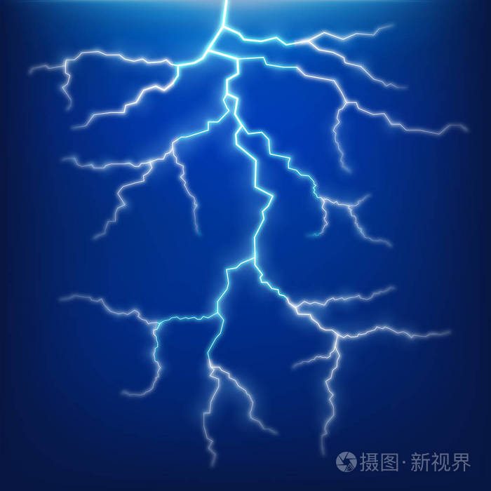 打雷和闪电在蔚蓝的天空插画-正版商用图片0cwzm2-摄图新视界