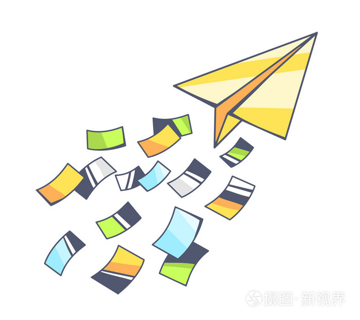 黄色纸飞机插画-正版商用图片0cx174-摄图新视界