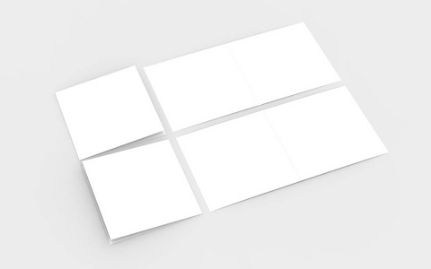 方形模拟了孤立的柔软的灰色背景的双折小册子