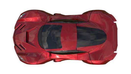 概念的红色赛车。3d 图