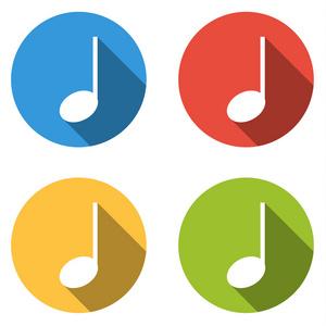 收集4个孤立的平面按钮供注意音乐声音。