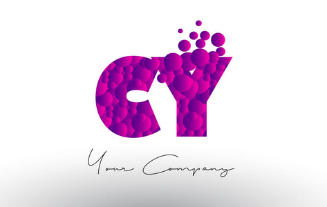 紫色泡沫质地 Cy C Y 点字母徽标