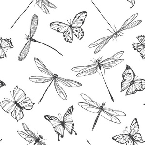蜻蜓和蝴蝶图案