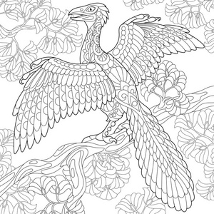 zentangle archeopteryx 恐龙