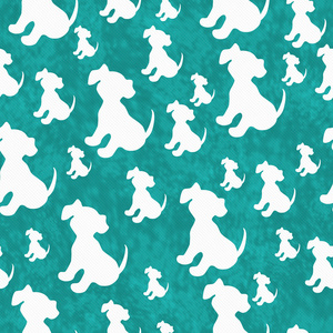 蓝绿色和白色的小狗的狗平铺模式重复背景
