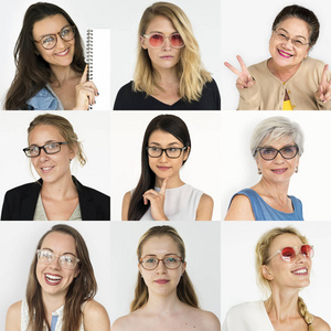 戴眼镜的多样性妇女