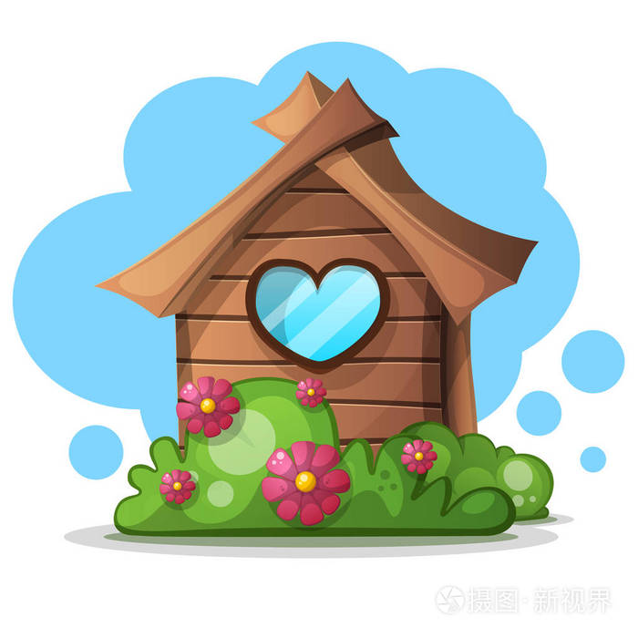 卡通木房子布什.布什和花图标