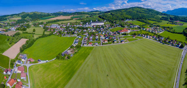 Schlierbach 在上部奥地利，奥地利景观鸟瞰图