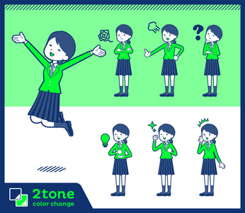 2tone 型学校女孩绿色 Blazerset 01