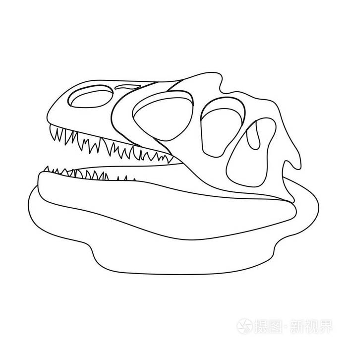 恐龙化石在白色背景上孤立的大纲样式的图标.