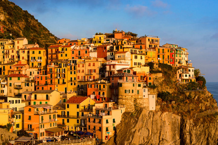 彩色纹理五渔村 Manarola 市