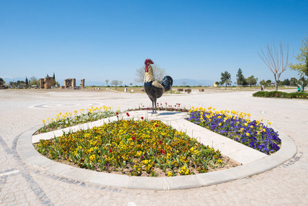 在土耳其帕穆卡莱的鸡像。 Pamukkale