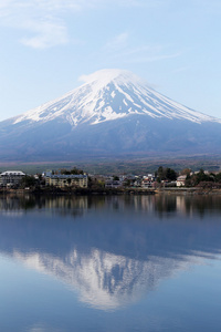 河口湖湖边的富士山