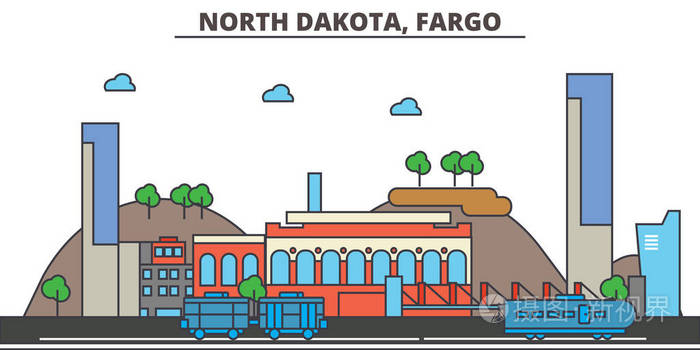 北达科塔州,Fargo.City 天际线: 建筑、 建筑、 