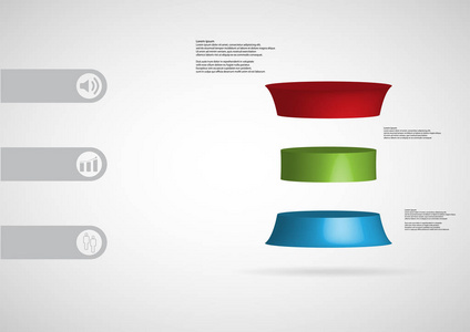 3d 图图表模板与变形缸水平划分为三个颜色片
