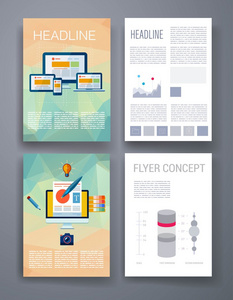 模板。设计方案集的 Web 邮件，小册子。移动技术，信息图表概念