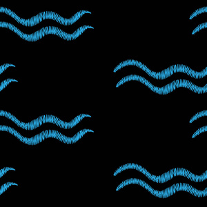 无缝模式与刺绣针仿蓝色波浪