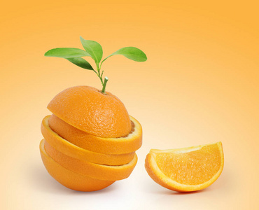 果橙与叶孤立