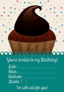 生日邀请与纸杯蛋糕