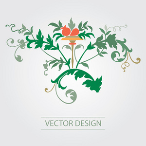 花卉装饰与彩色植物叶片矢量设计