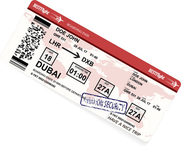 模式的登机通行证或机票