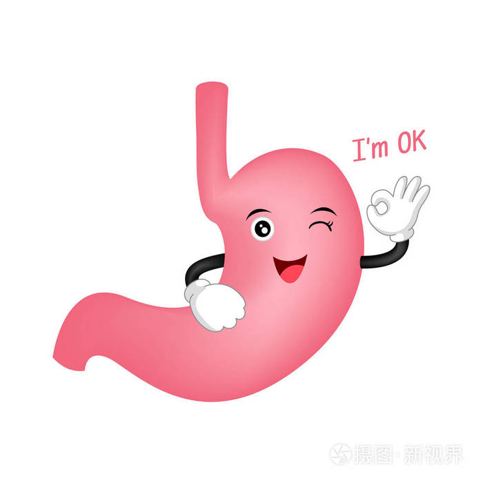 可爱的卡通胃显示 ok 手势插画-正版商用图片0d9kd9-摄图新视界