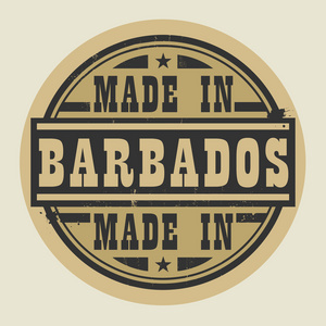 抽象的图章或标签与文本在巴巴多斯的制造