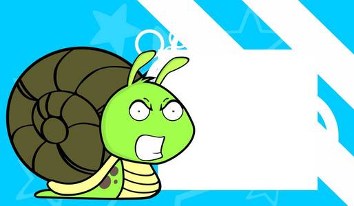 生气的可爱小蜗牛卡通表达背景图片
