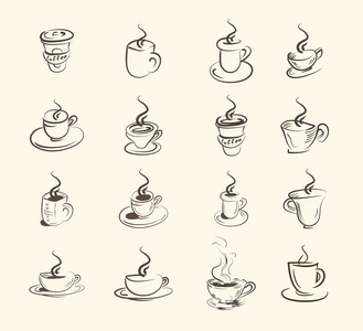 咖啡和茶的符号和图标