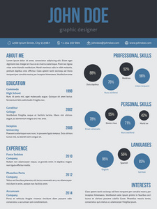 新简历简历模板在蓝色和暗灰色图片
