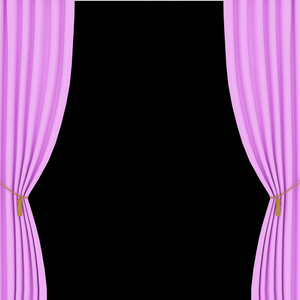 在黑色背景上的粉红色窗帘