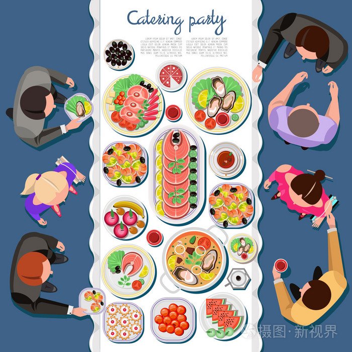 餐饮聚会美食概念插画-正版商用图片0detbv-摄图新视界