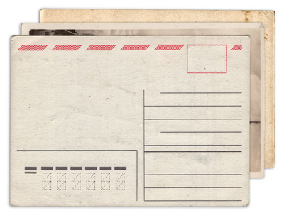 堆栈的孤立的空白旧明信片