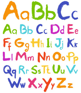 多彩的手绘制的矢量字母表