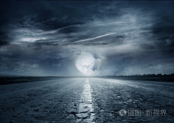 长夜的路,积云背景